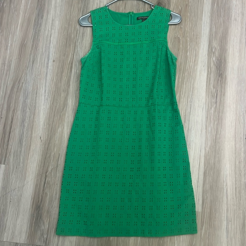 Banana Republic Dress Green Shift Size 6 Eyelet Sleeveless Women Lined New B80